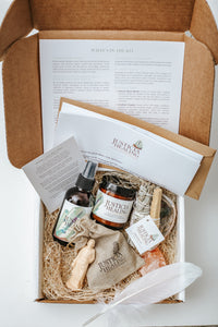 Justicia Sale Cleansing kit with candle, body and room spray, crystals, smudge kit and step by step instructions
