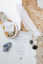 Load image into Gallery viewer, Justicia Home Cleansing and Blessing kit with candle, body and room spray, crystals, smudge kit and step by step instructions